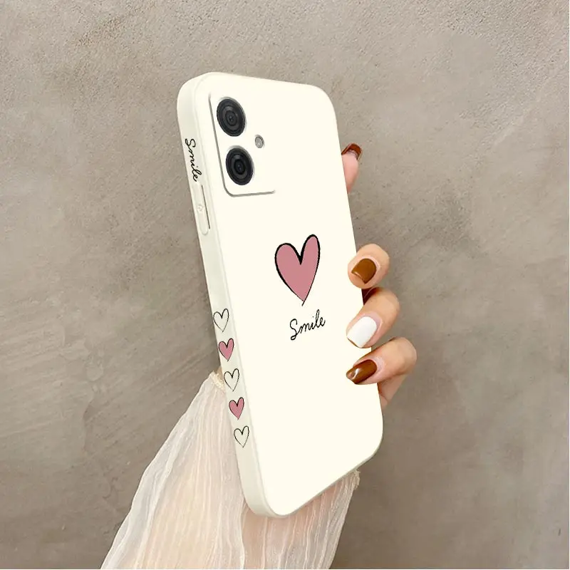 G54 Pink Heart Silicone Phone Case For Motorola Moto G54 G53 G42 G20 G84 G34 G52 G50 G22 G24 G14 G30 G8 G8Play G9 G9Plus Cover