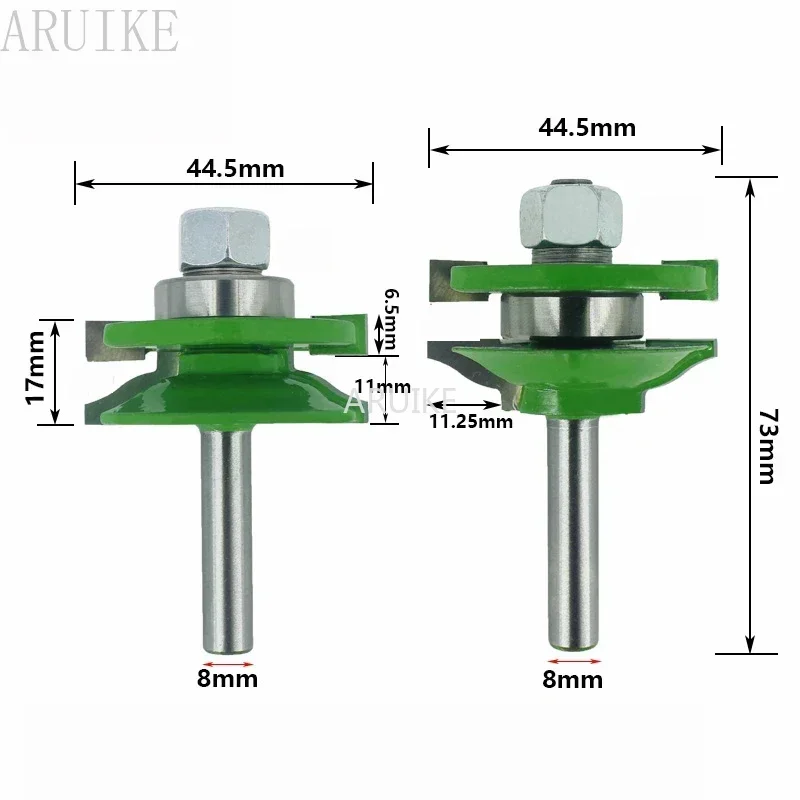 

8mm Shank 3pcs Door Panel Cabinet Tenon Router Bit Rail & Stile Set Raiser Ogee Milling Cutter for Wood MC02033