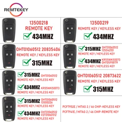 REMTEKEY Folding Remote Car Key Keyless 315/433MHz for Chevrolet Equinox Cruze Camaro Impala Malibu Sonic Volt Spark 315/433MHz