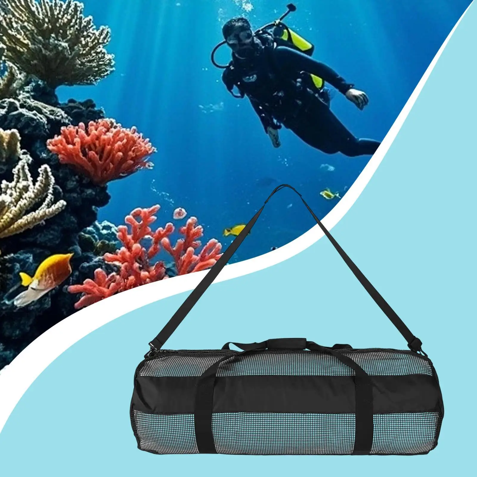 

Large Mesh Scuba Diving Bag Durable Gear Carrier Travel Duffel for Underwater Fishing Swimming Water Sports Equipment