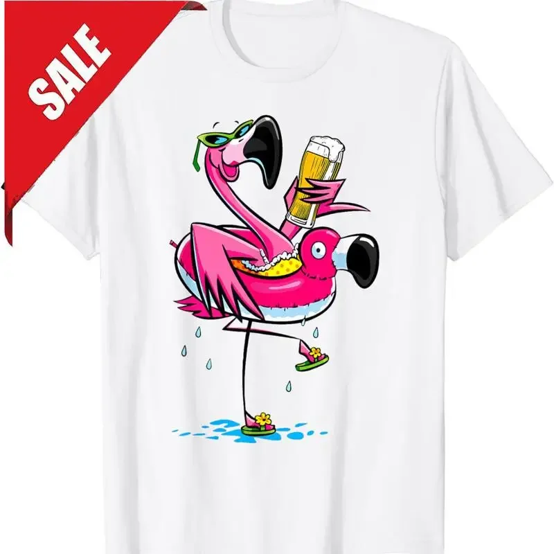 Flamenco bebiendo cerveza verano divertido amante camiseta