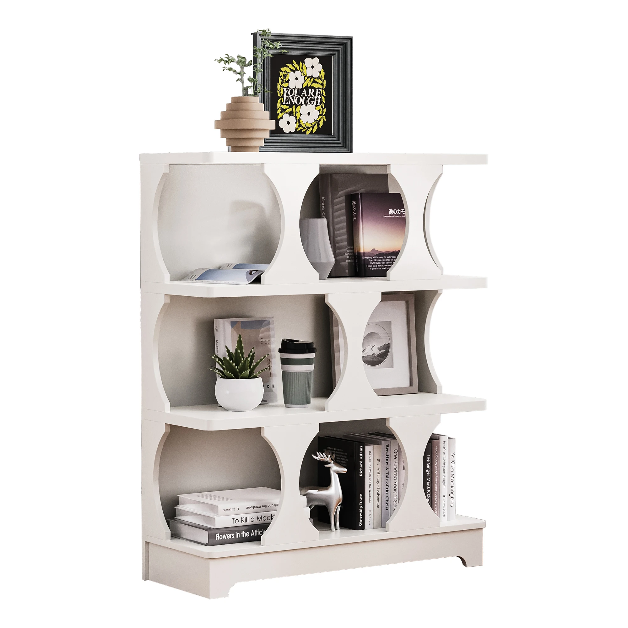 Bookshelf with Hollow Design Bookshelf Modern Space Saving storage Shelf Size: B80/W30/H100