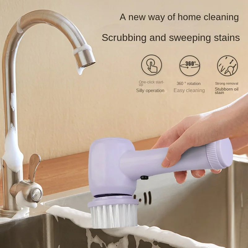 Multi Functions Cleaning Brush 4 in 1 Spinning Scrubber Hand Held Wireless Electric Auto Rotating Bathroom Toilet Cleaning Brush