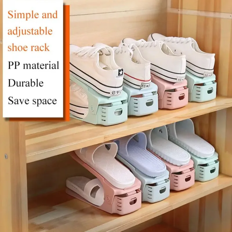 Double-layer shoe bracket simple household bedroom shoe storage device space-saving shoe bracket can be adjusted shoes cabinet