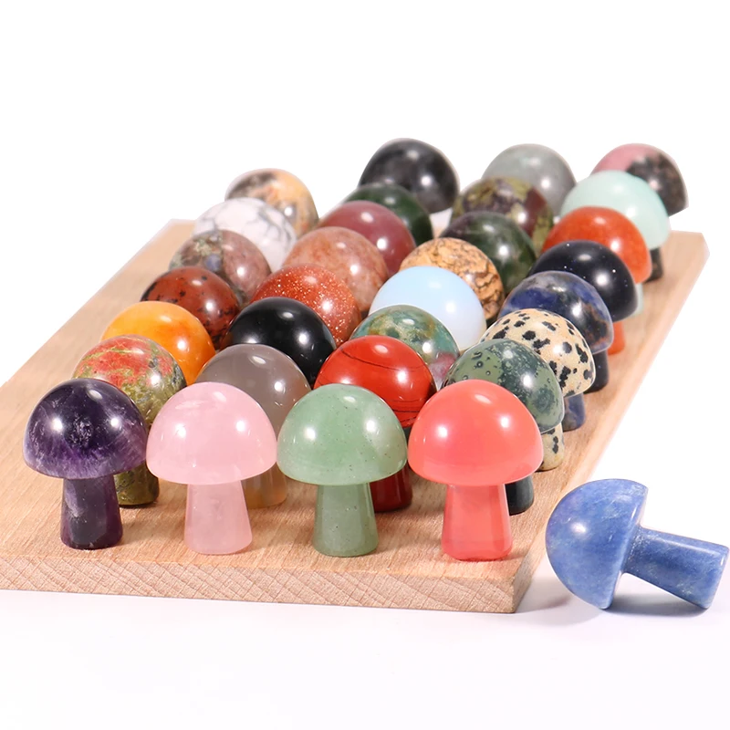 

Natural Crystal Mushroom Carving Figurine 20Pcs 16x22mm Gemstone Healing Energy Reiki Meditation Desk Decor Wholesale Gift