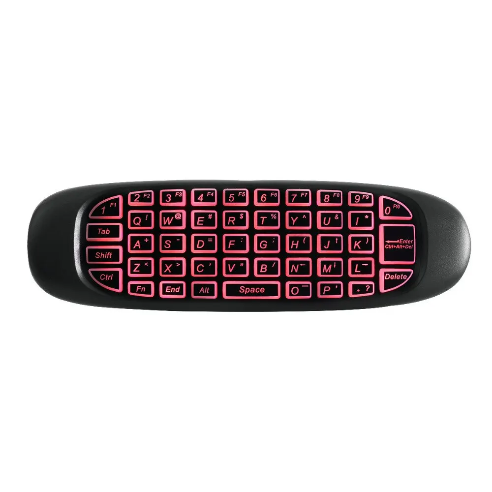 Pop C120 RGB 7 Backlight Fly Air Mouse Gyro Sensor Wireless 2.4G RF Keyboard Remote Control For Gaming Android Smart TV Box
