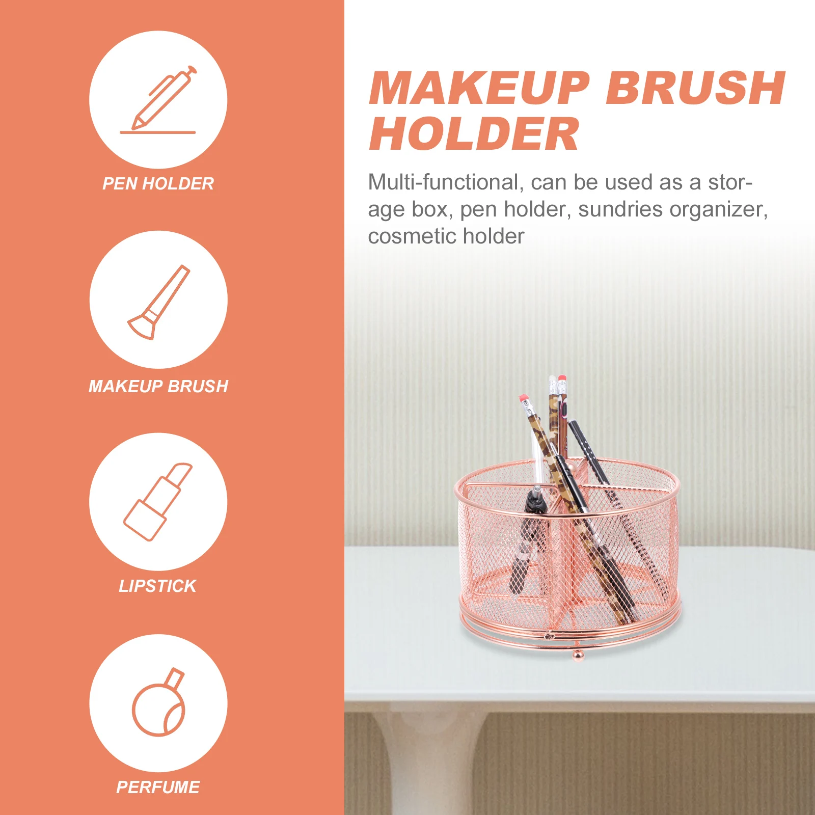 

Metal Rotary Pen Holder Rotating for Pot Brush Desktop Organiser Organizer Office