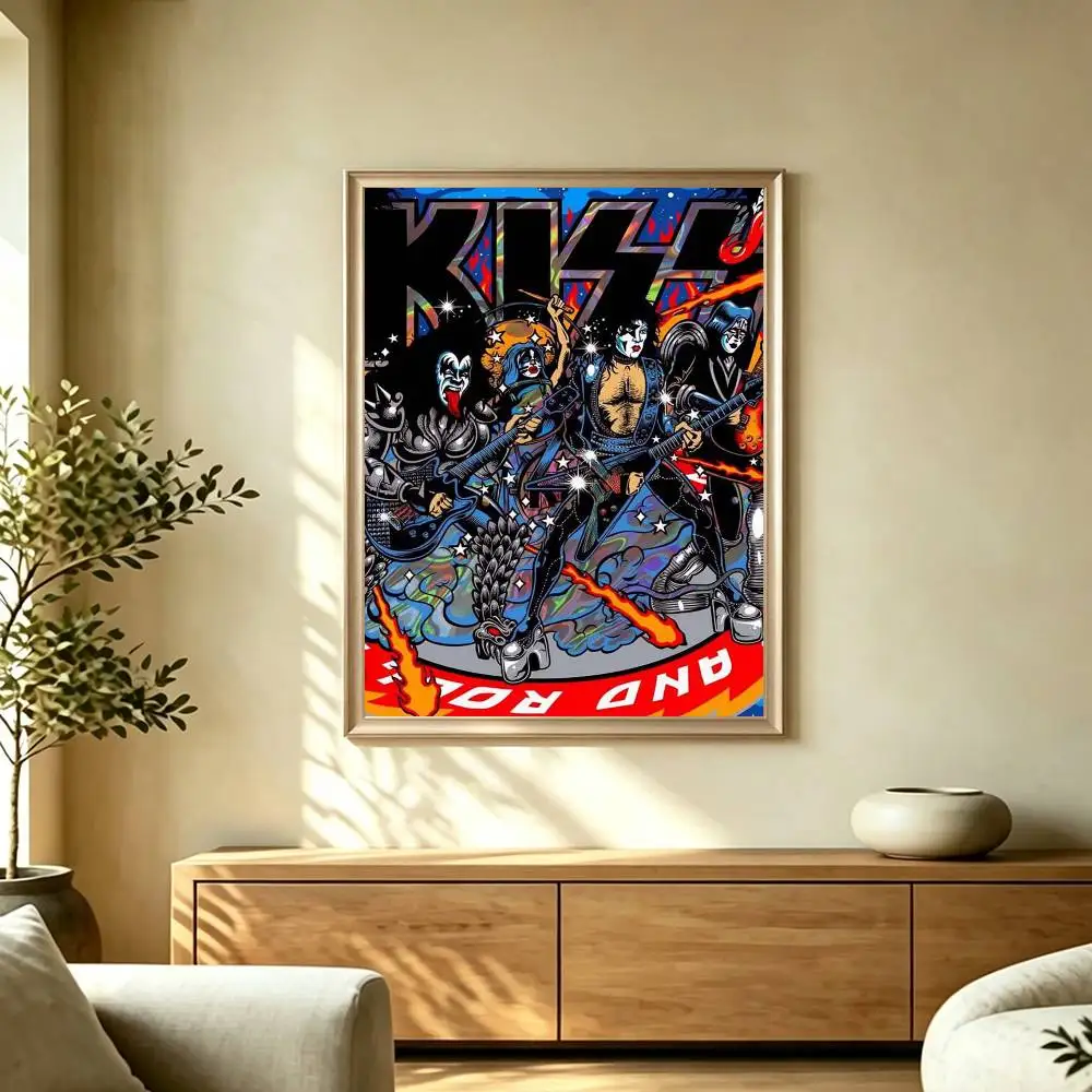 The KISS Rock B-band Poster Waterproof Wall Art Sticker For Bar Living Room Vintage Decor High Quality Print Gift view 5
