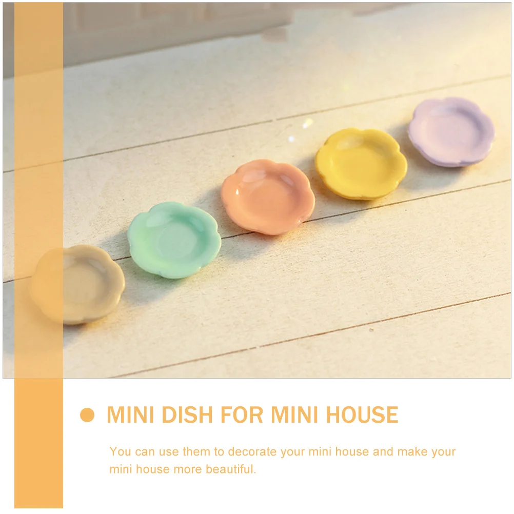 5 Pcs House Dish Childrens Toys Mini Furniture Decorate Plate Ornament Resin Miniature Plates for Small Model