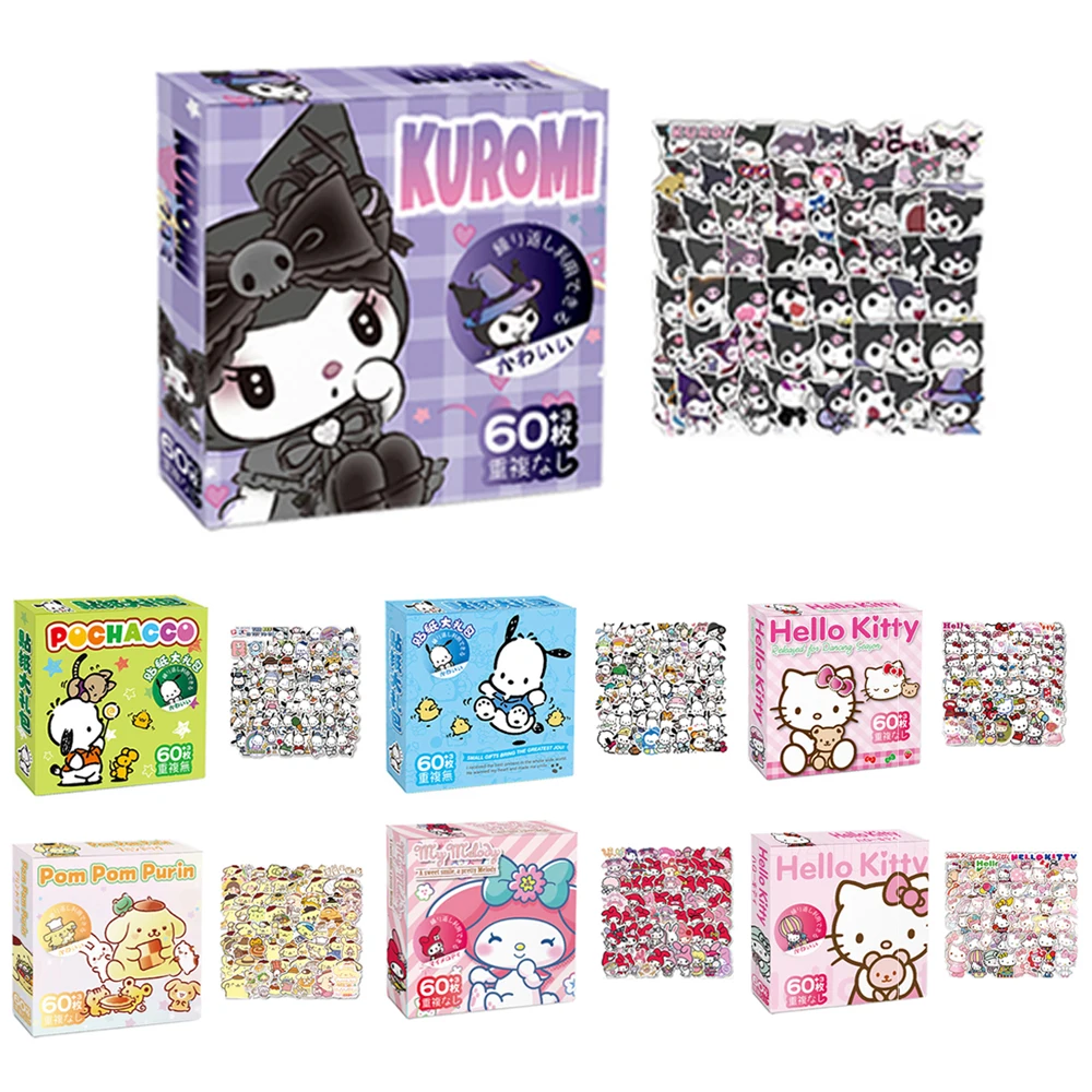 60Pcs Anime Stickers Sanrio Accessories Things Kuromi Sticke