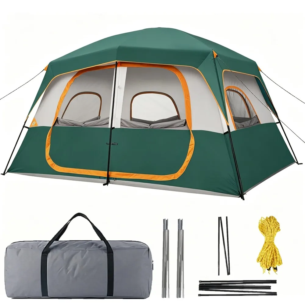 Tenda da campeggio per 2-4 persone, pieghevole, a forma di tunnel, impermeabile, resistente alla pioggia, con protezione dai raggi UV, ideale per famiglie, da utilizzare come tenda o tettoia per