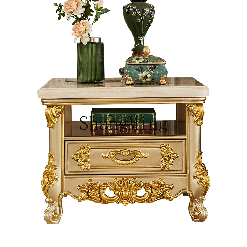 

DHY sofa side solid wood square table marble living room leisure table small square coffee table