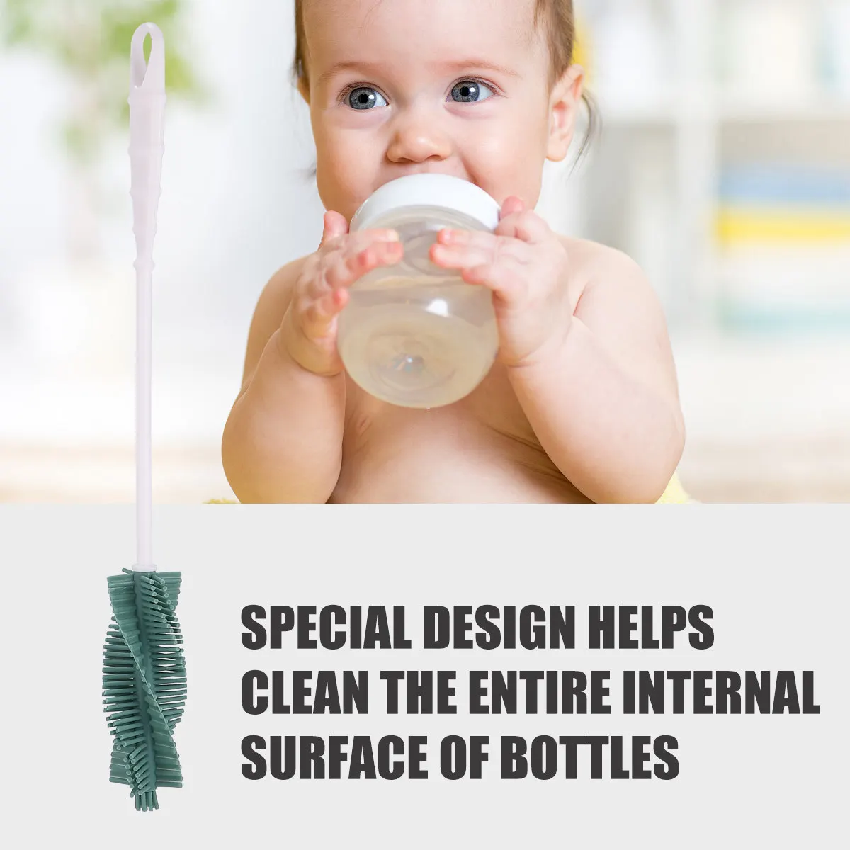 

Feeding Bottle Brush Silicone Long Handle Non-Scratch Milk Bottle Cleaner Cup Brush Glassware Cleaning Kitchen Gadget Pink