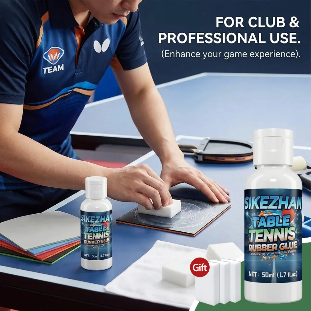 50ml Table Tennis Rubber Glue Inorganic Water Based Glue For Ping Pong Paddle Balance Spin Speed With 3 Sponges Set SIKEZHAN