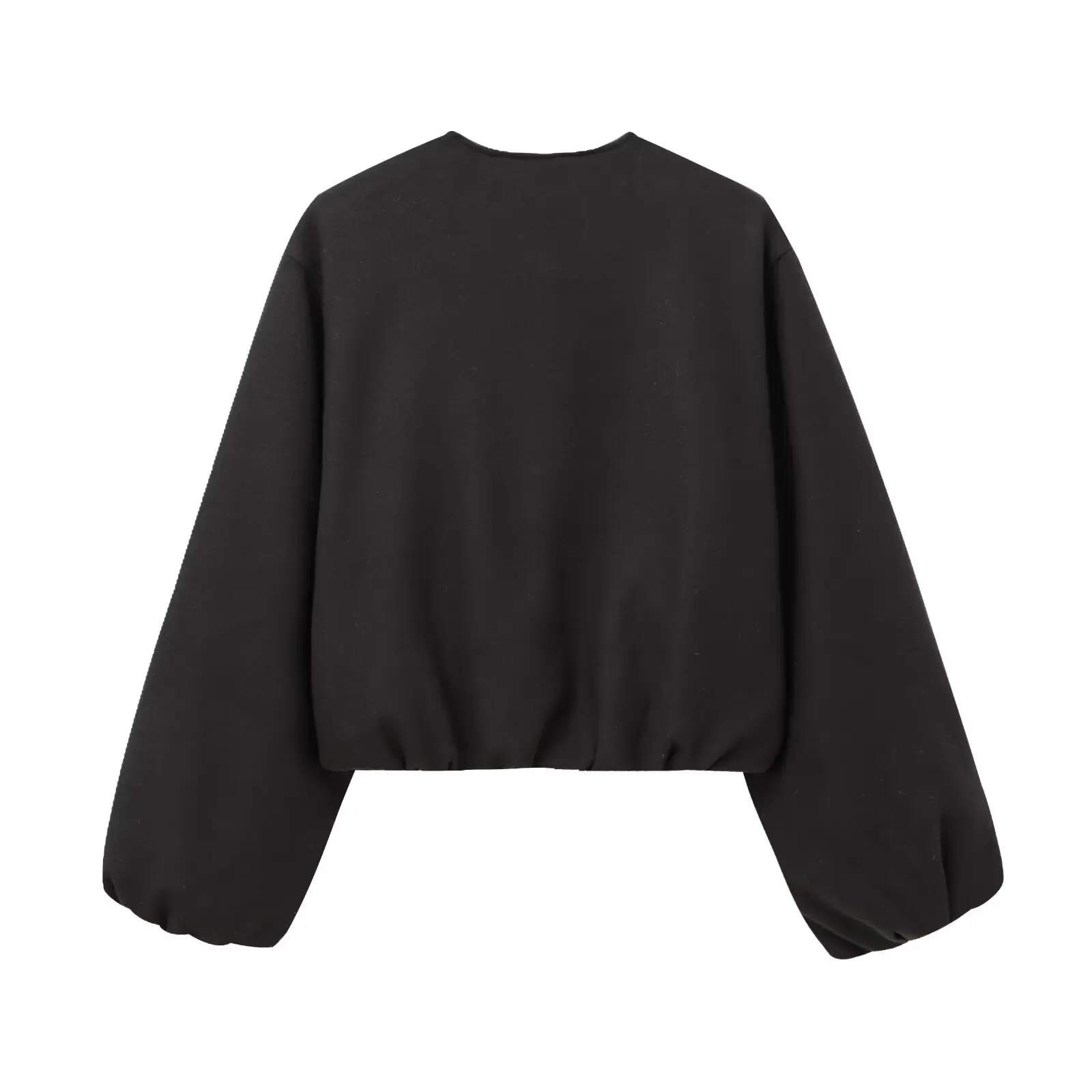 HH Damen Eleganter Langarm-Modemantel für den Herbst mit Reißverschlusstaschen, Freizeitjacke für Partys, schmal geschnitten, O-Ausschnitt – Detail 3