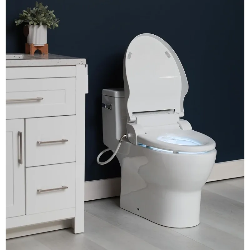 Ronde Bidet Wc-Bril, Wit, Eindeloos Warm Water, Nieuwe * Kom Mist, Led Licht, Stille Bediening, Draadloze Afstandsbediening, Roestvrij