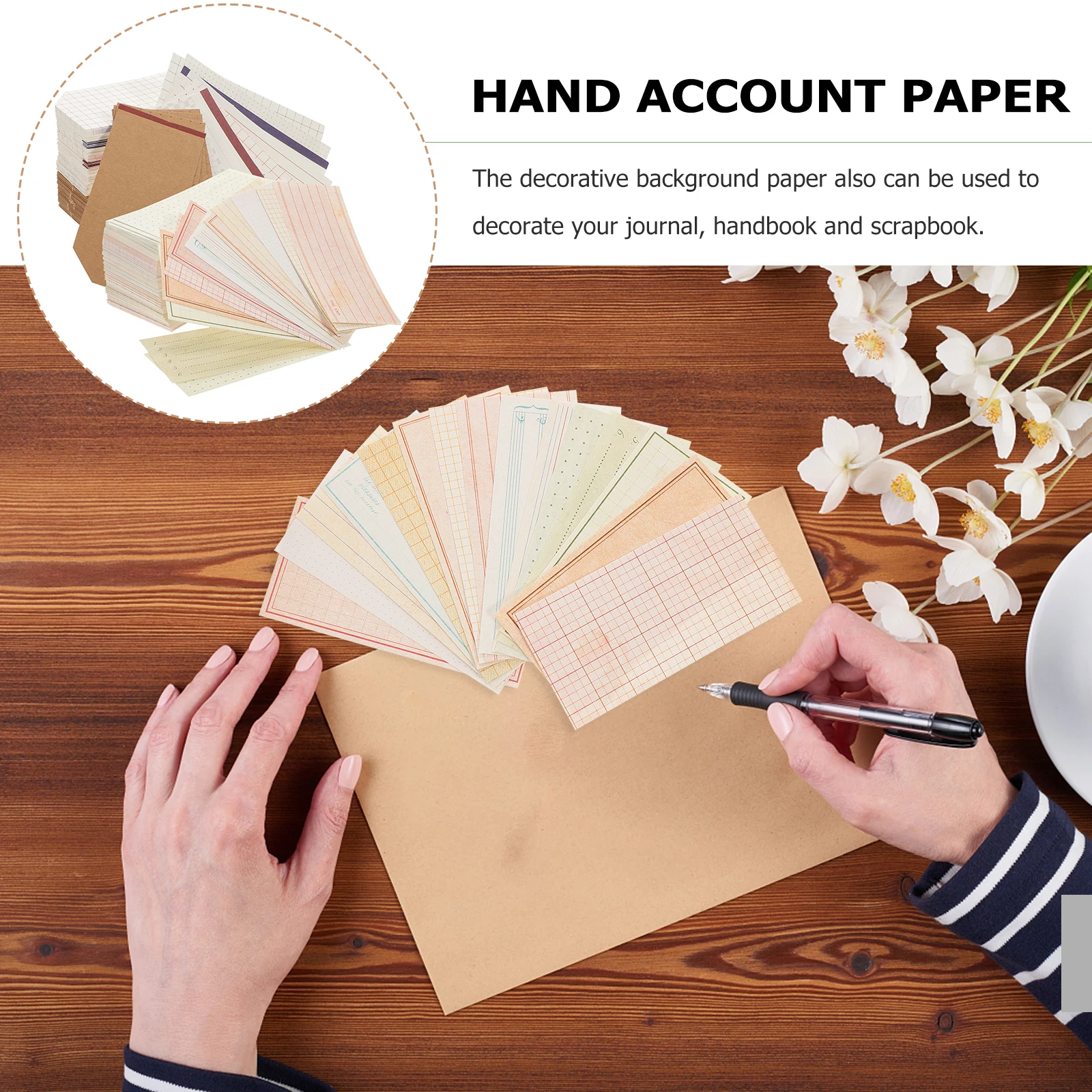 Retro Note Paper 2 Bags Vintage Journaling Decorative Hand Account Background Scrapbook Supplies nament Diary