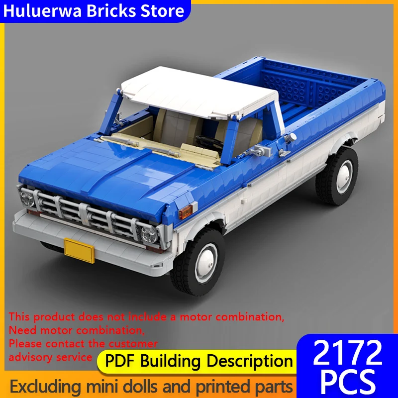 

City Car Model MOC Building Bricks F100 Retro Electric Pickup Truck Modular Technology Children Holiday Gifts Assemble Toys Suit