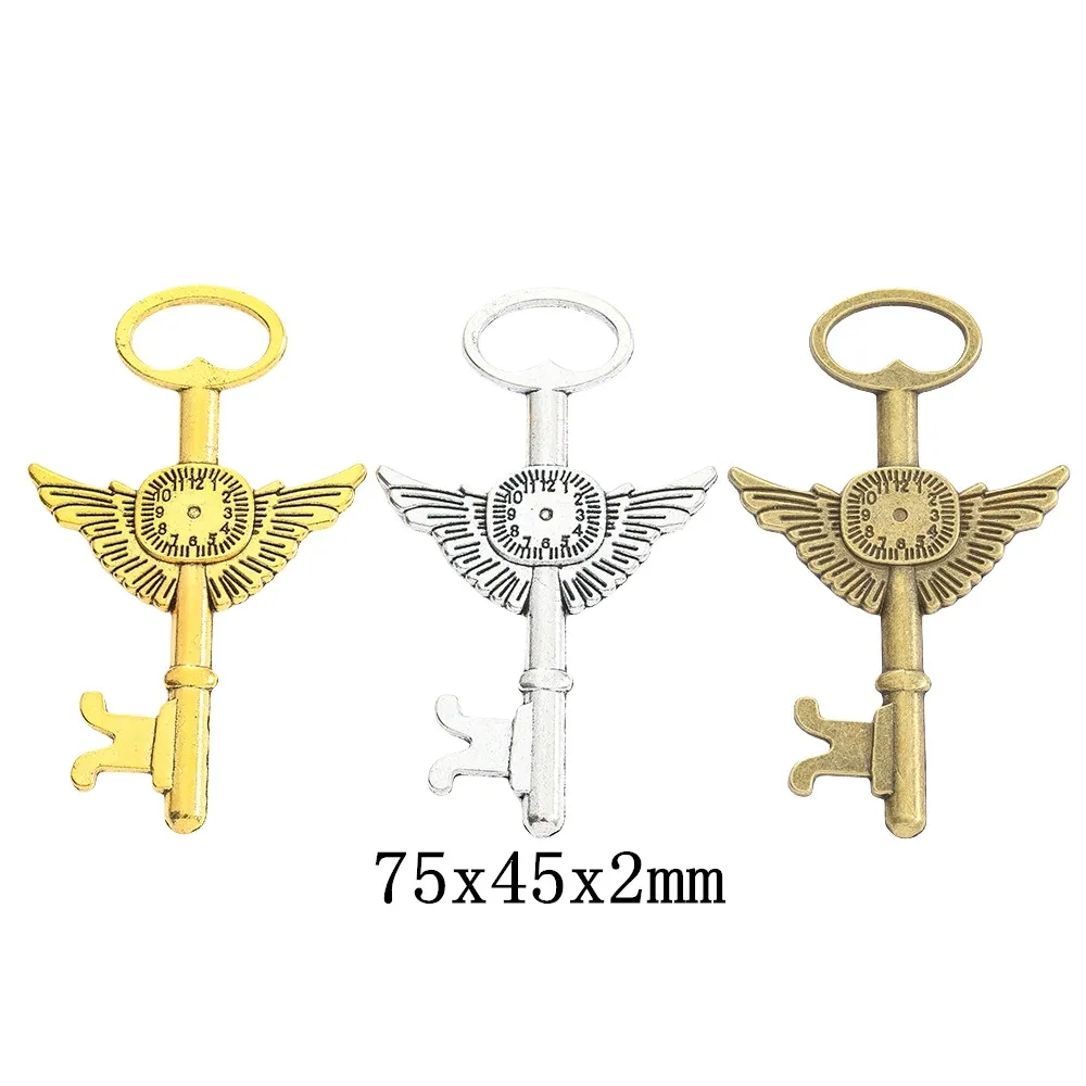 7pieces（key）vintage zinc alloy charm metal pendant DIY jewelry discovery making accessories 1985