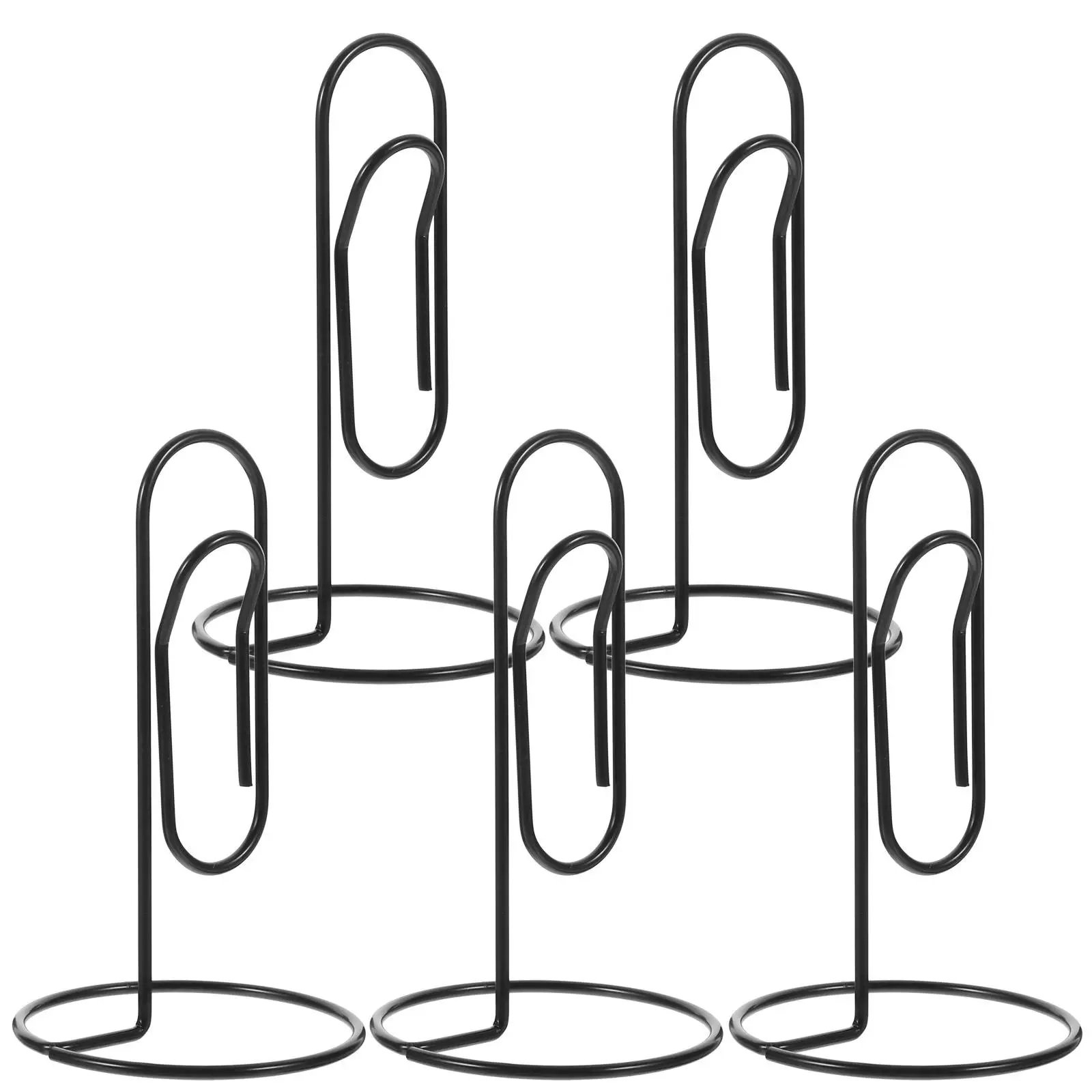 

5 Pcs Automatic Staff Tabletop Easel Index Card 2x3.5 Holder Note Clip Paper Clips