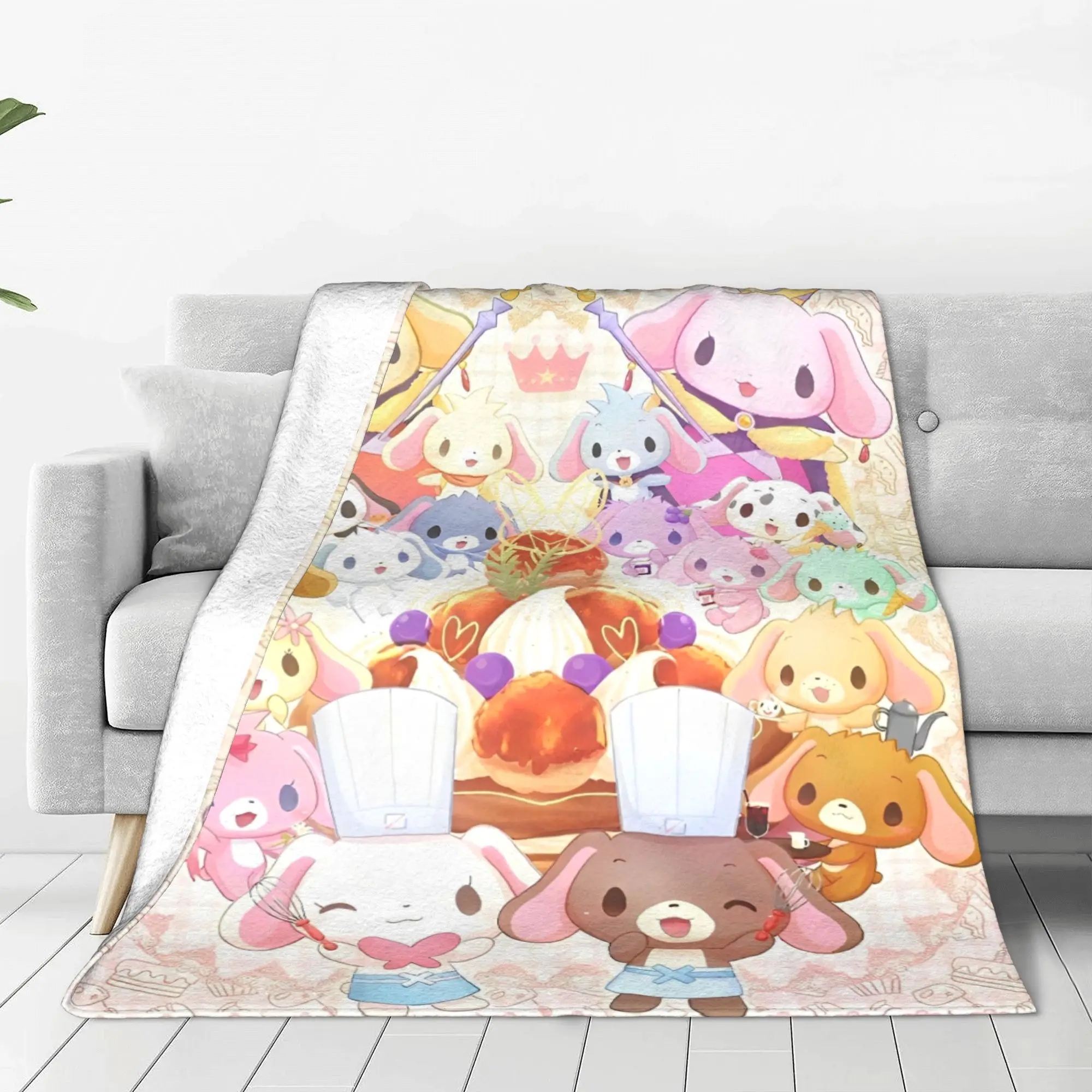 Sugarbunnies Sugar Rabbit Flannel Blankets Sanrio Cartoon  Awesome Throw Blanket for Home 200x150cm Rug Piece