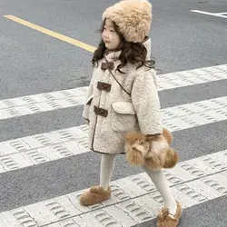 Girls' Coat Autumn and Winter New Korean Style Trendy and Trendy Plush Hooded Jacket for Children