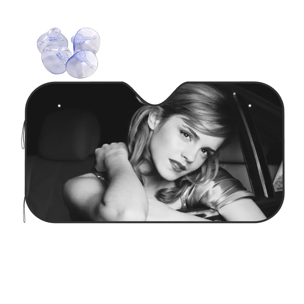 Emma Watson Actor Funny Sunshade Windscreen 76x140cm Black and White Foils Sunshade Visor Solar Protect