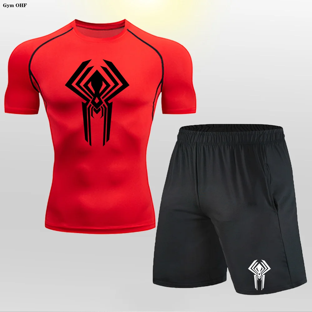 Trajes deportivos para hombre, boxeo, correr, entrenamiento, montañismo, tenis, Fitness, gimnasio, correr, camiseta, medias, conjuntos de compresión, ventilación