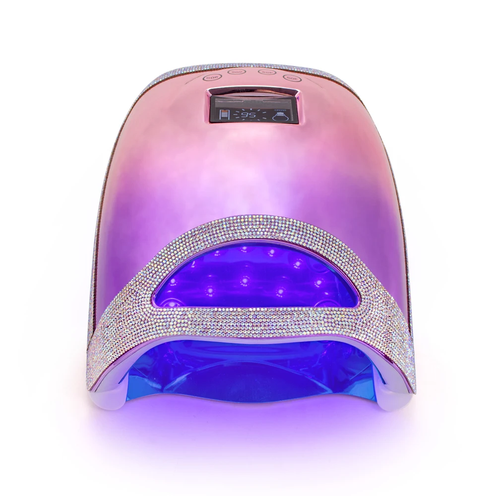 Portable Professional 48W Electroplated Gradient Purple Intelligent Sensing Nail Lamp, with Rhinestone Quick Drying Nail UV Lamp