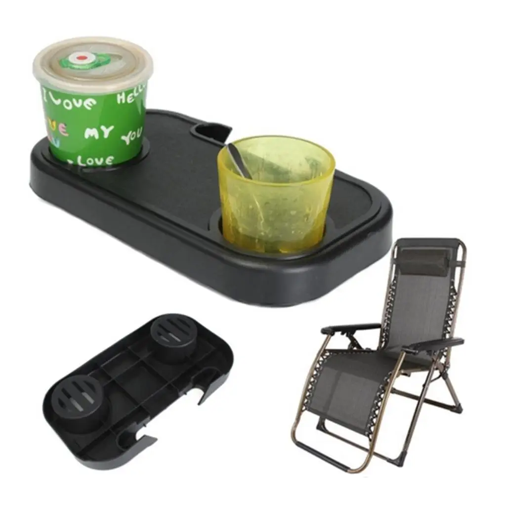 recliner Cup Holder Beverage Tray Clip on Utility Tray Lounge Chair Tray Chair Cup Holder for Beach Fishing Sun Lounger Outdoor