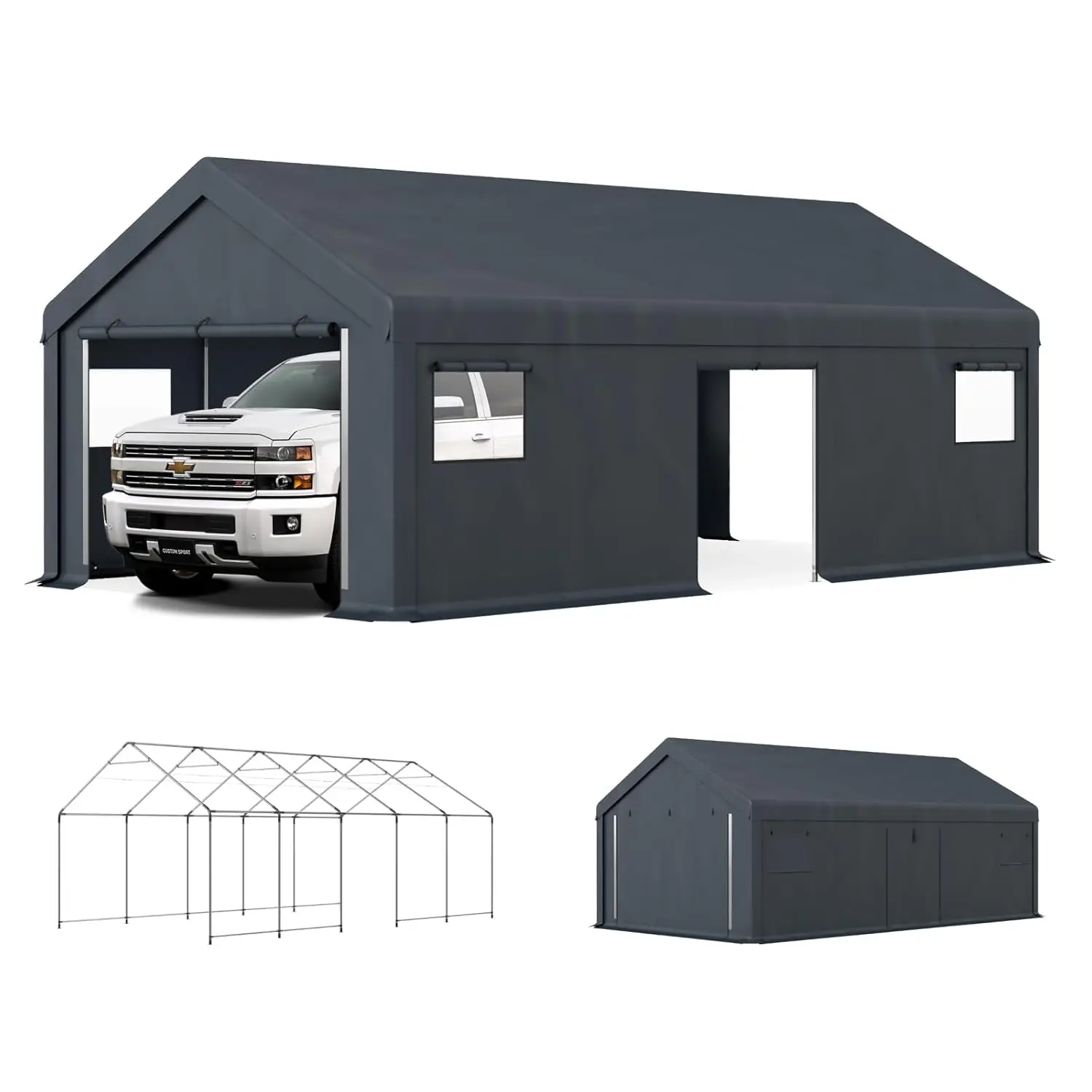 

Навес для автомобиля, 13'x24', сверхбольшой, усиленный, с рулонными окнами, водонепроницаемый, с 12 опорами, переносной, на заказ