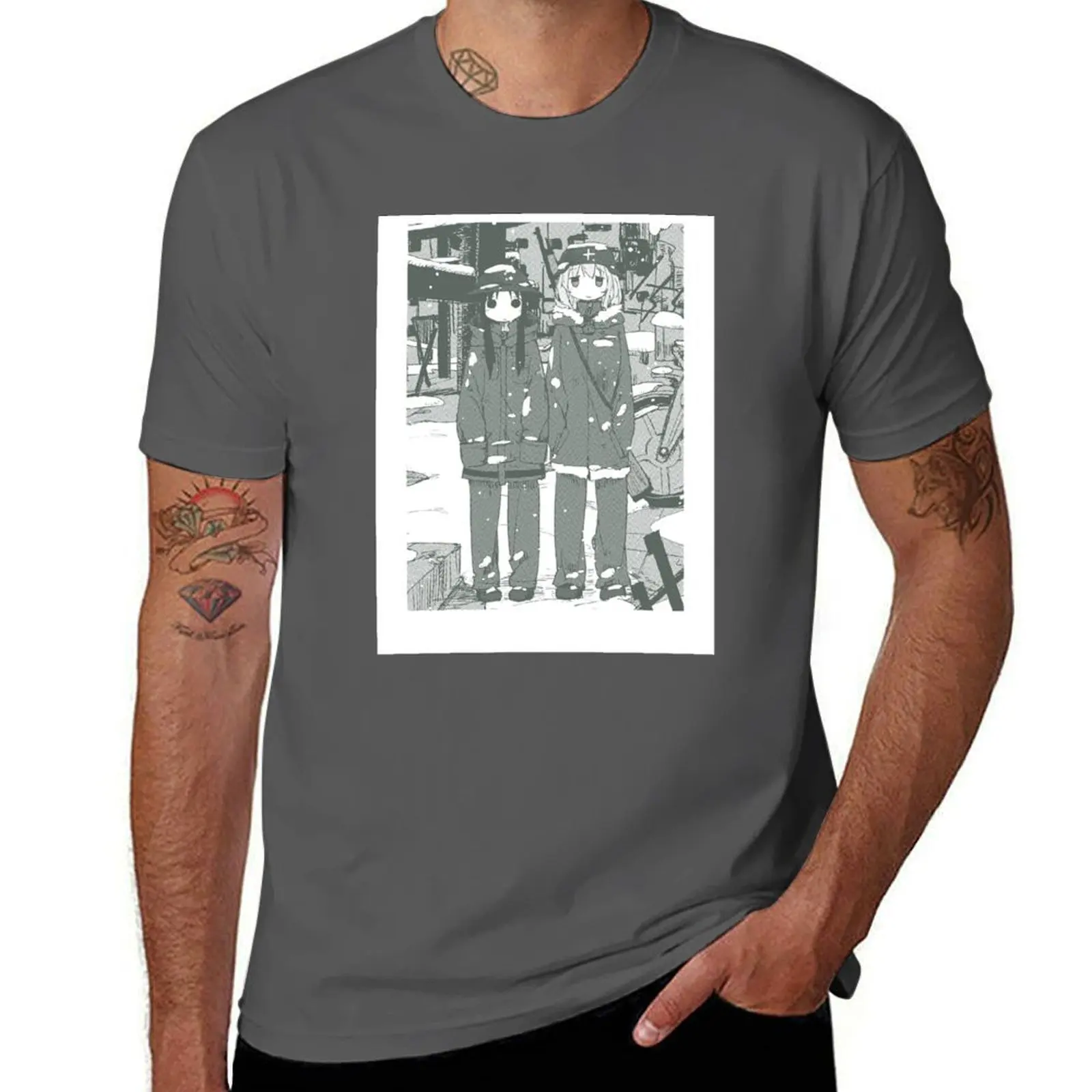 Ryokō Green Shūmatsu Girls Last Shōjo: Camiseta Tour Framed/Girls' Army, camiseta informal ligera de manga corta