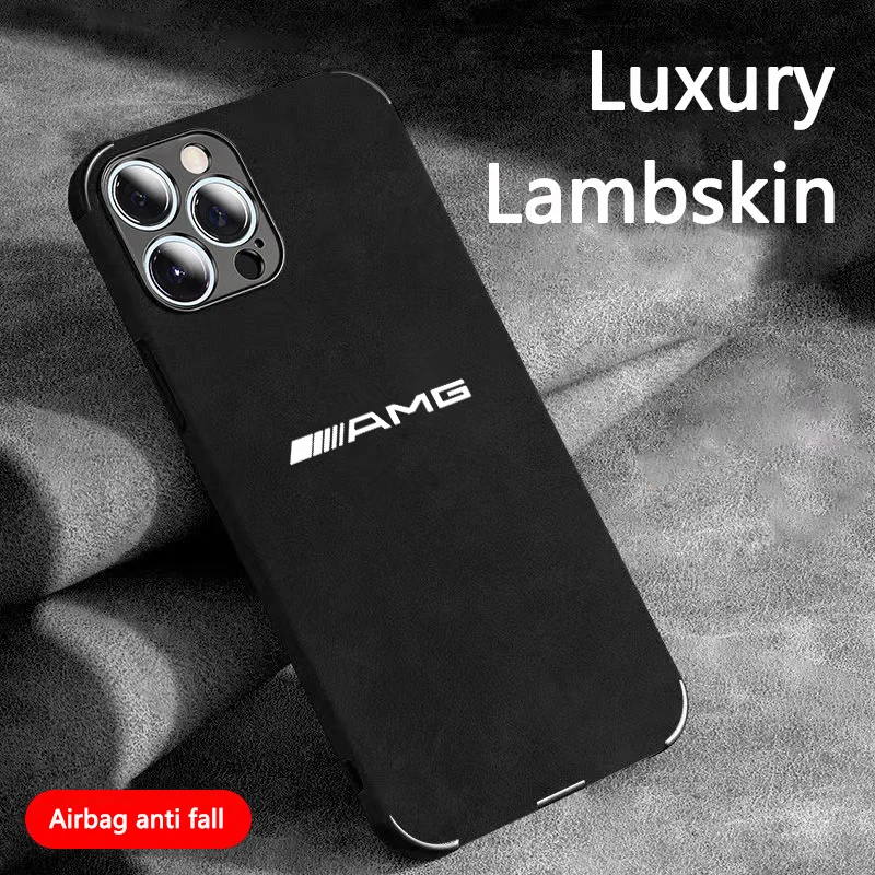 M-Mercedes AMG Logo Sudue Phone Case For iPhone 16 15 14 13 12 11 Pro Max Plus Color Shockproof Back Blue Grey Cover Shell
