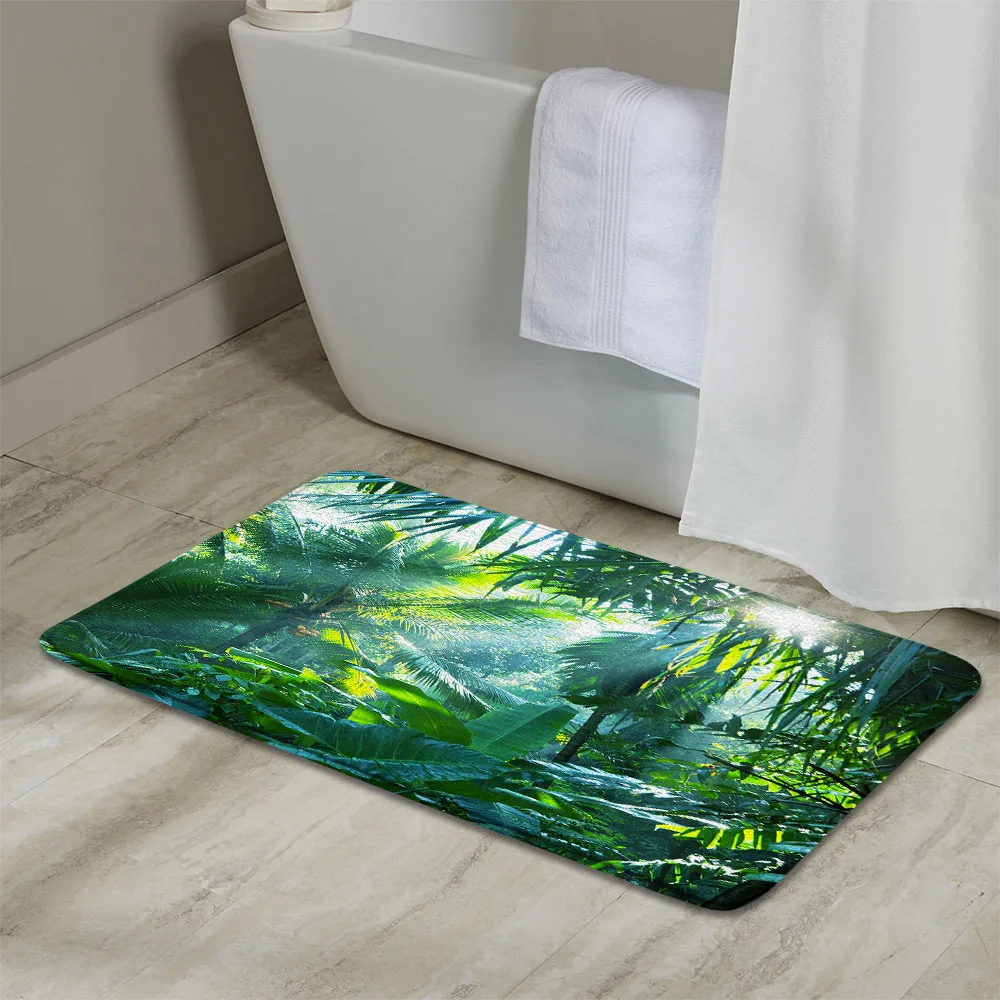 

Tropical Rainforest Landscape Bath Mat Palm Tree Ocean Forest home Decor DoorMat Anti Slip Floor Mat Toilet Carpet Bathroom Rugs