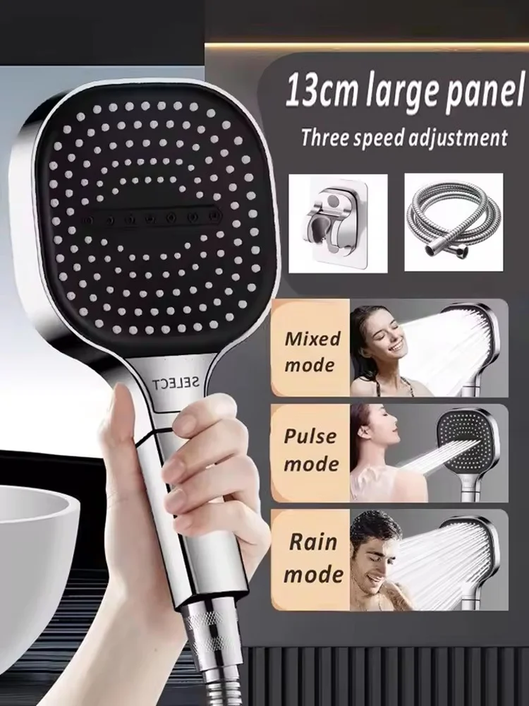 

13CM Bathroom Sink Faucet Filter Shower Head High Pressure 3 Modes Adjustable Shower with Hose Water Saving Bathroom Accessories