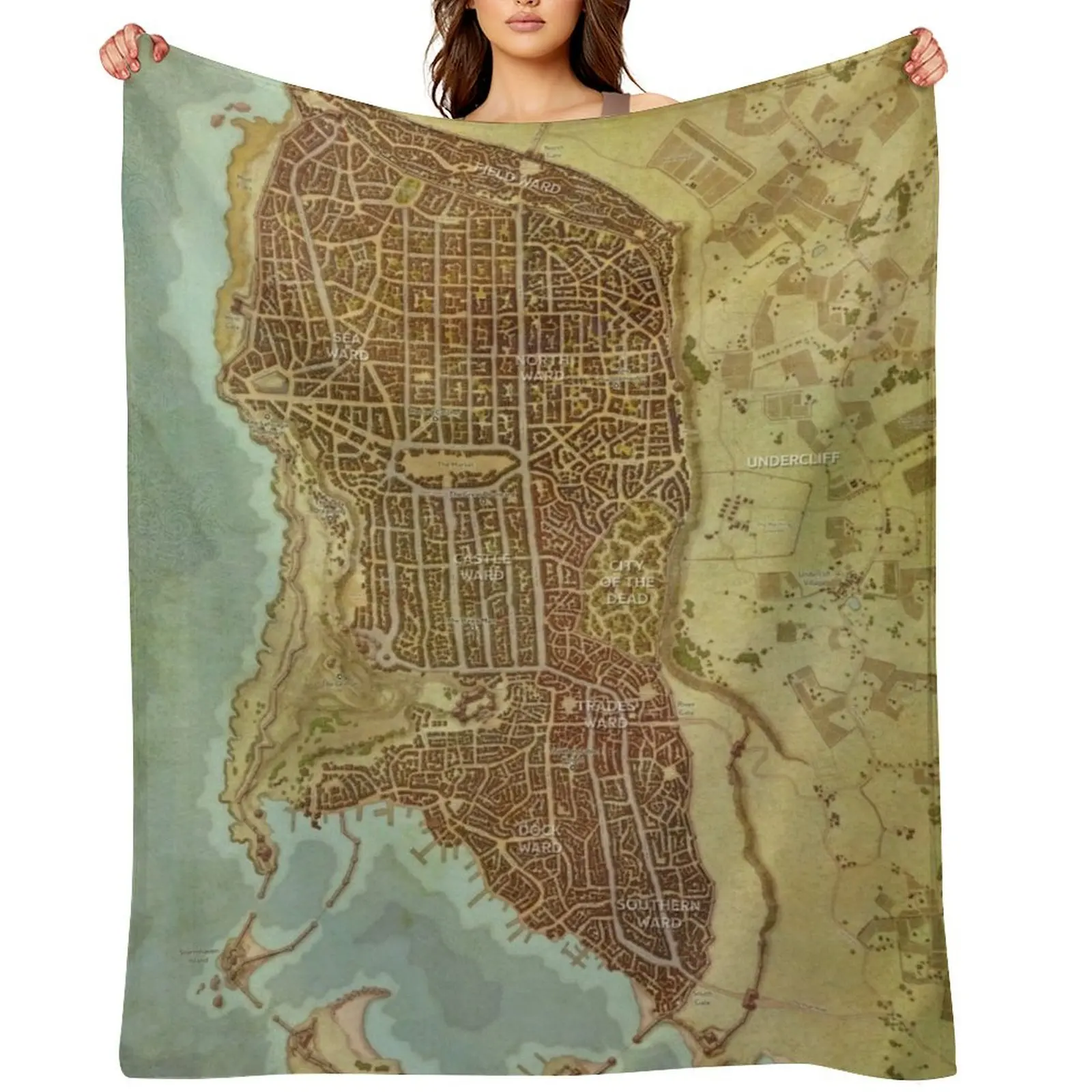 

Waterdeep City Map Throw Blanket Flannel Fabric Sofa Quilt warm winter Thermals For Travel Blankets