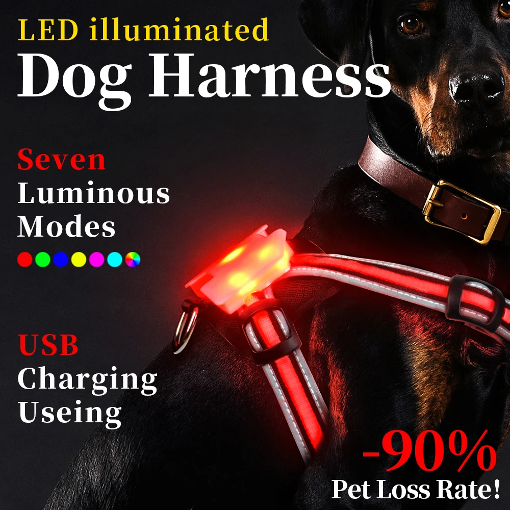 

LED DOG HARNESS waterproof charging dog accessories for large Reflective Harness for Dogs