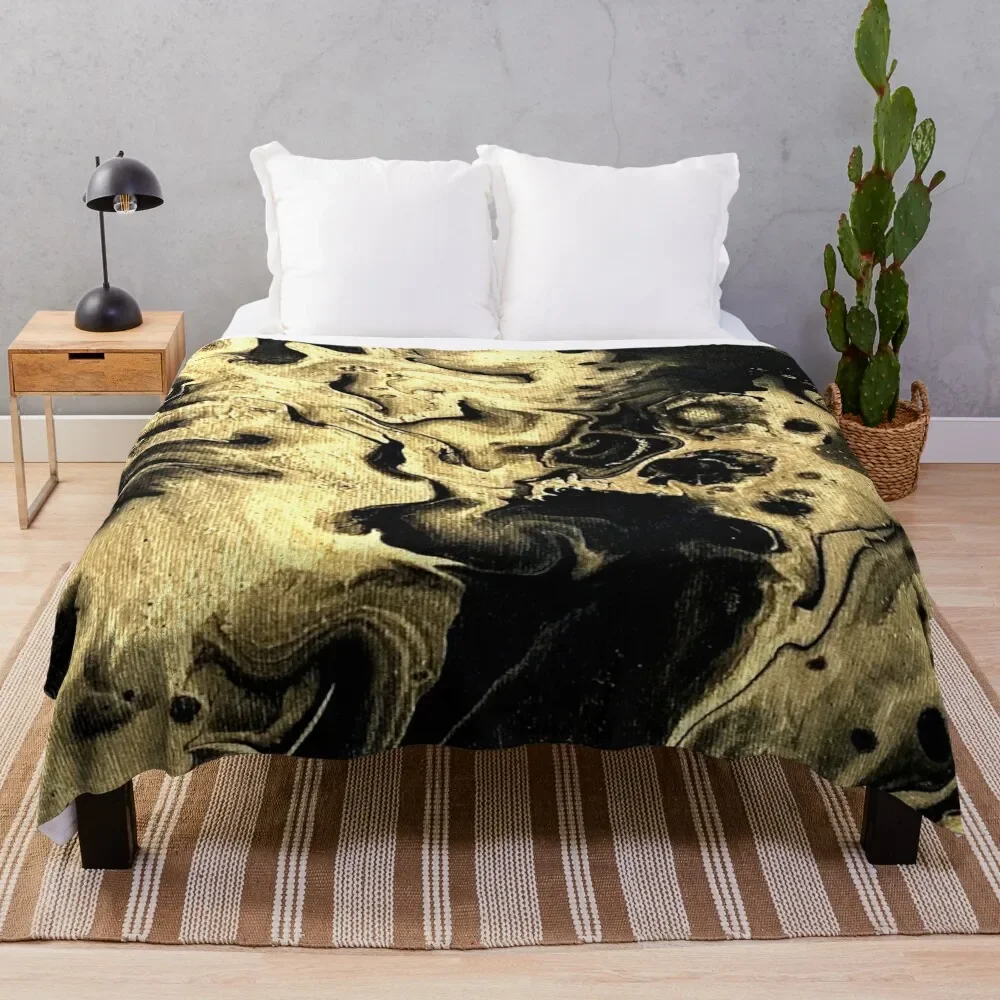 

Gold and Black Fluid Art Throw Blanket Hairy christmas decoration Thin Weighted Blankets