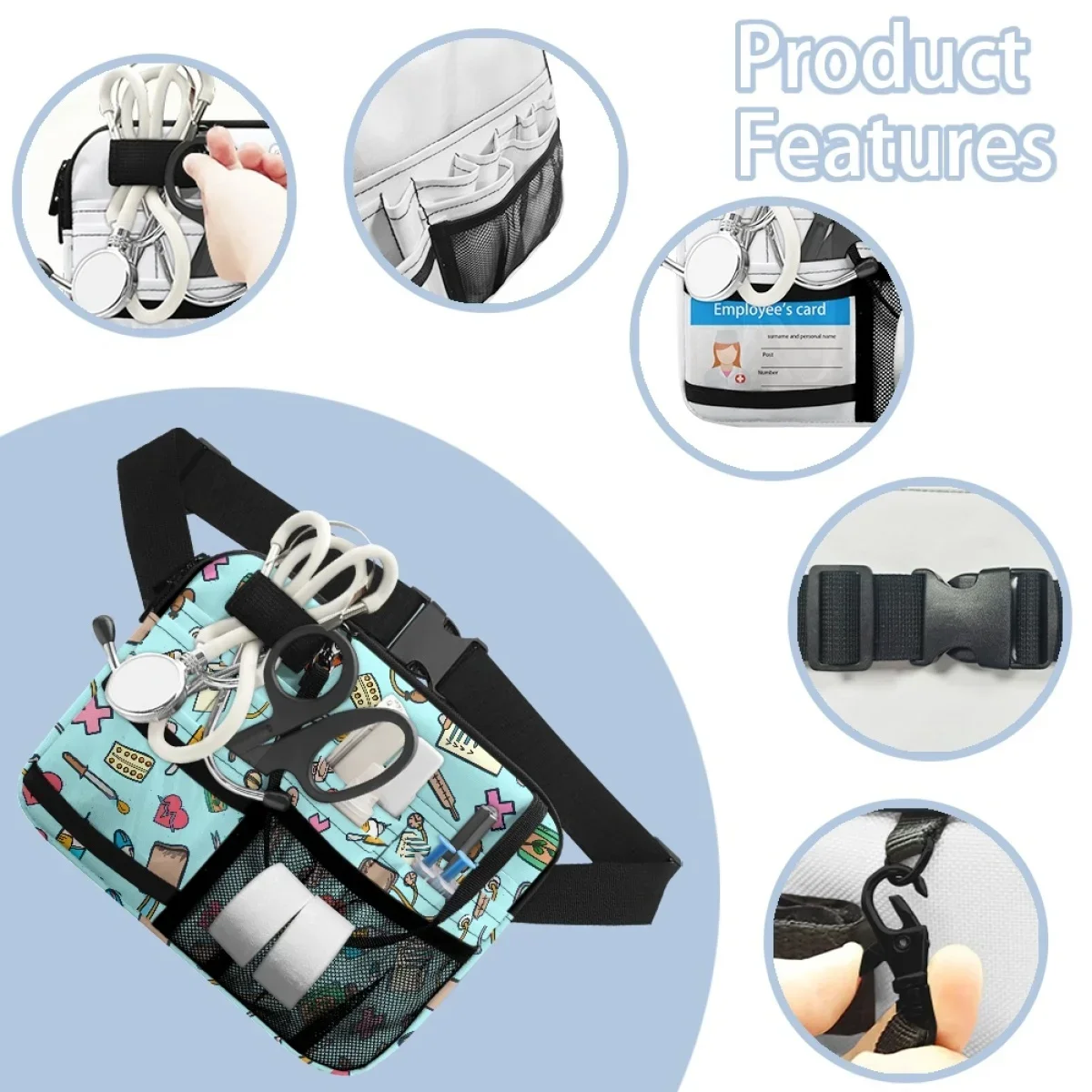 Krankenpflege-Organizer-Tasche Gürteltasche mit Mehreren Fächern Anpassbare Gürteltasche Verstellbare Medizinische Organizer-Tasche für Arzthelfer