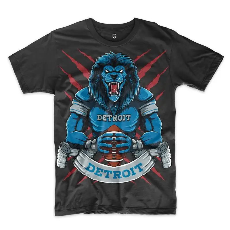 

Detroit Football Men's T-Shirt Fashion Graphic Tee T Shirts Men Women Unisex Streetwear Vintage Oversized Tees Y2k Clothes Black