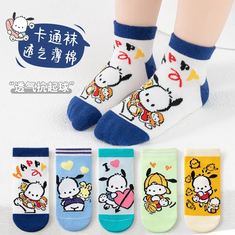 

5Pairs Lovely Sanrio Pochacco Baby Girl Mid-calf Socks New Fall Cartoon Comfortable Socks Cotton Children Socks for Girls Gifts