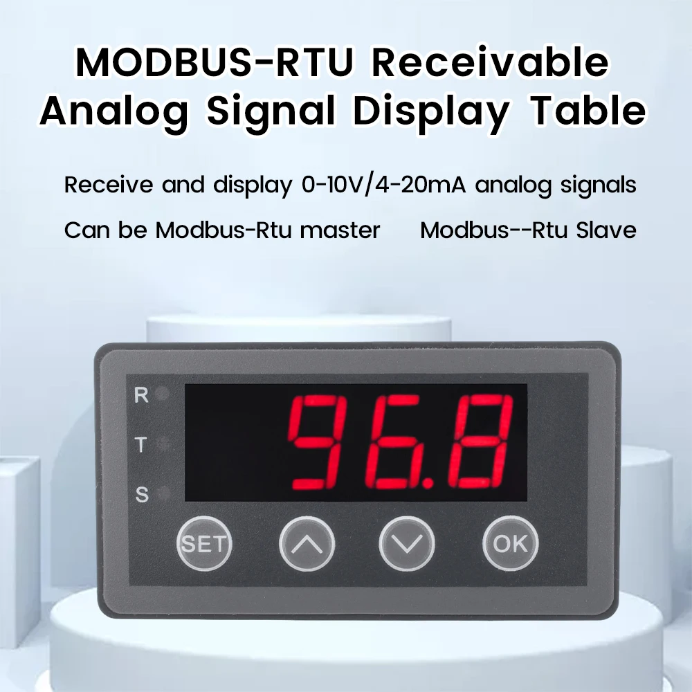 Analog Signal Display Meter RS485 Serial Communication MODBUS-RTU Receive DC 6-25V 0-40mA 0.56 inch 4-Digit Digital Display