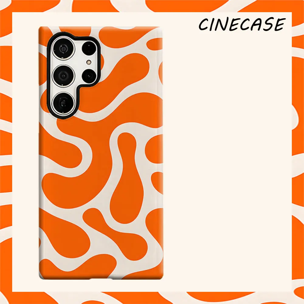 Orange Cream Abstract Blob For Samsung Galaxy S26 S25 S24 A56 A36 Dual Layer Luxury Fashion Full Lens Protective Case