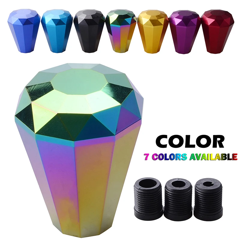 Rhyming Universal Aluminium Alloy Gear Shift Knob Diamond Shape Manual Shifter Handle Car Accessories Electroplated Colors