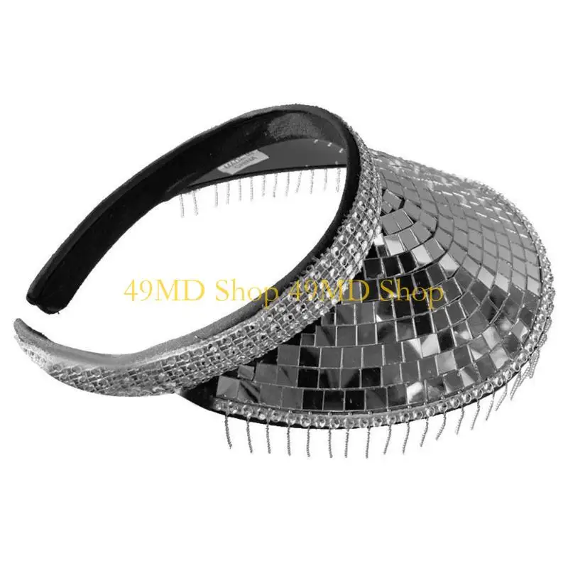 49MD Bling Visor Cap Tassel Visor Disco Ball Festival Visor Disco Visor