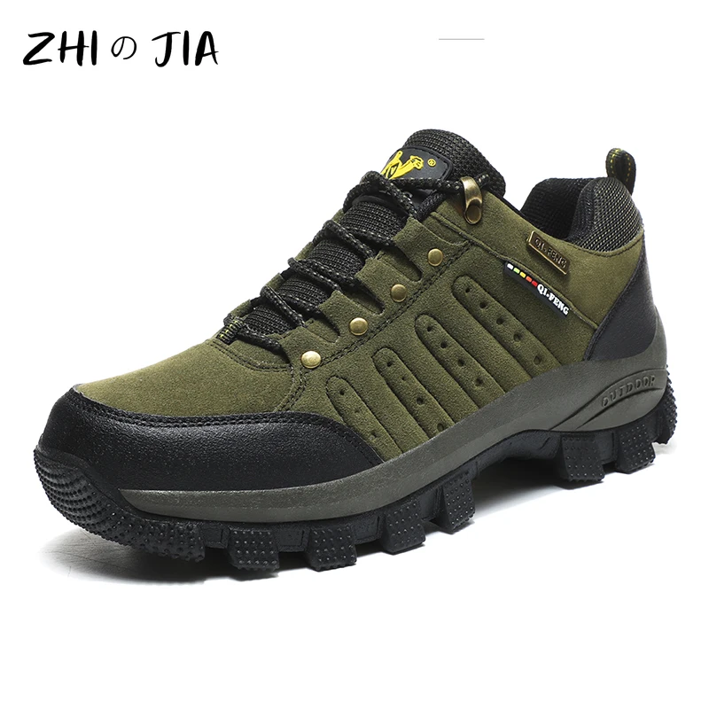 Classic Men\'s Wear-resistant Sports Shoes Outdoor Hiking Shoes Hiking Training Shoe Flock Material Solid Color Men\'s Shoe Women