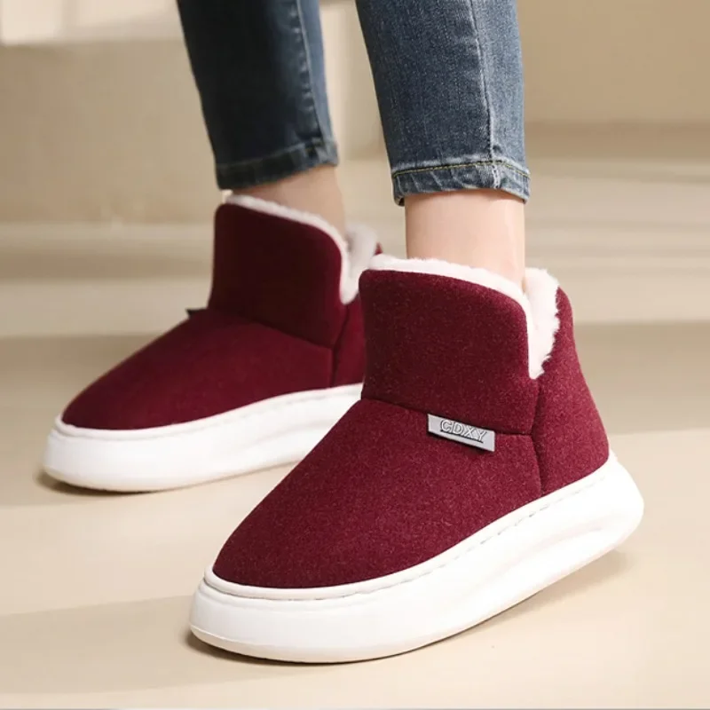 

Winter Women Snow Boots Short Plush Warm Casual Cloud Soft Couples Cotton Shoe 2024 Suede Fur Flat Platform Ladies Ankle Botas