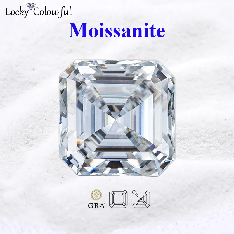 

Moissanite Asscher Shape D Colour Top Quality Beads for Charms DIY Jewelry Making Necklace Ring Materials with GRA Certificate