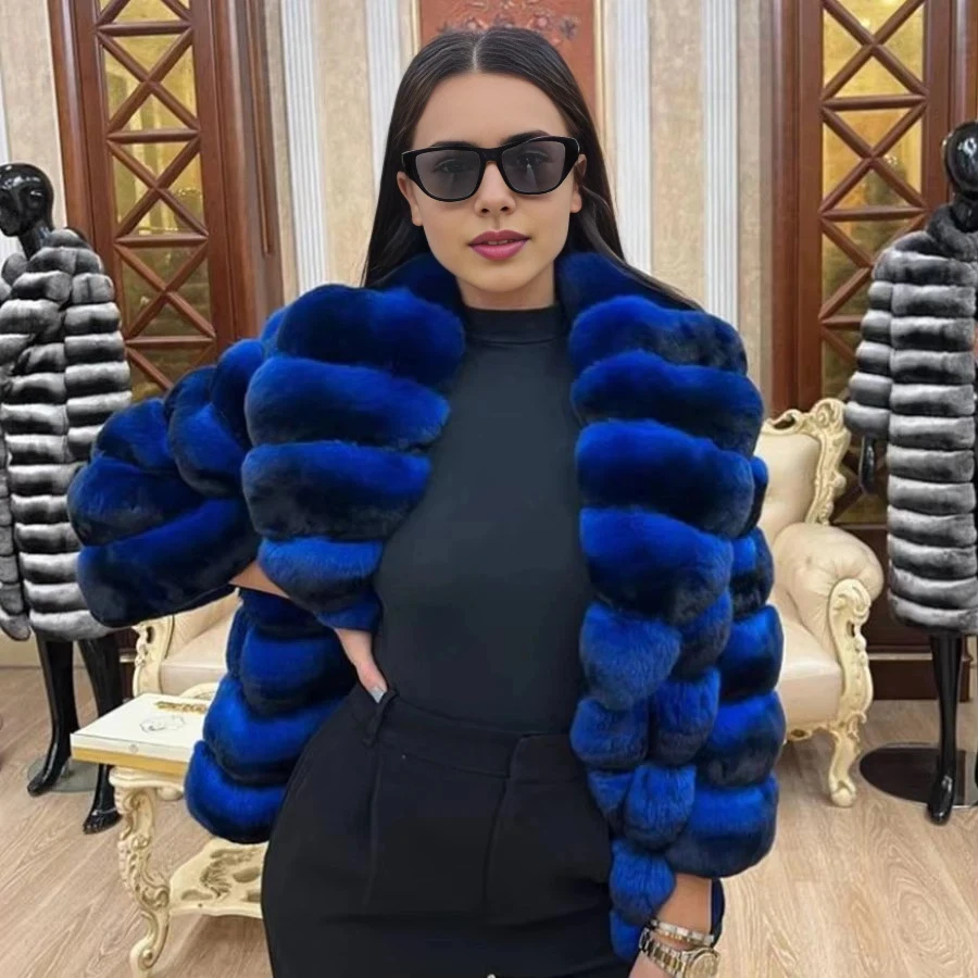 

Women Chinchilla Fur Coat Women Real Rex Rabbit Fur Coat Luxury Clothes Winter Jackets For Women