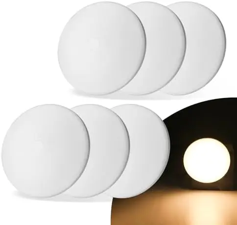 

RV LED Ceiling Lights 12V, 4.5" Warm White 500LM Dome Puck Lights with Switch for RV Boat Trailer (6PC)
